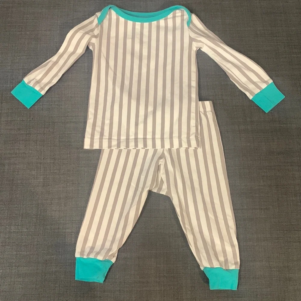 BedHead Pajamas Two Piece Stripe & Solids Organic Cotton Blend 3 - 6 Months